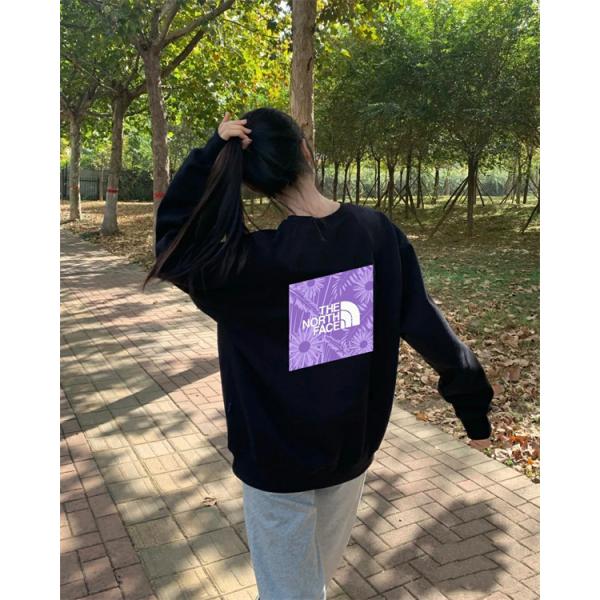 ブラック 検索人気 パープルロゴ ゆる感  パーカー THE NORTH FACE ザノースフェイス スーパーコピー