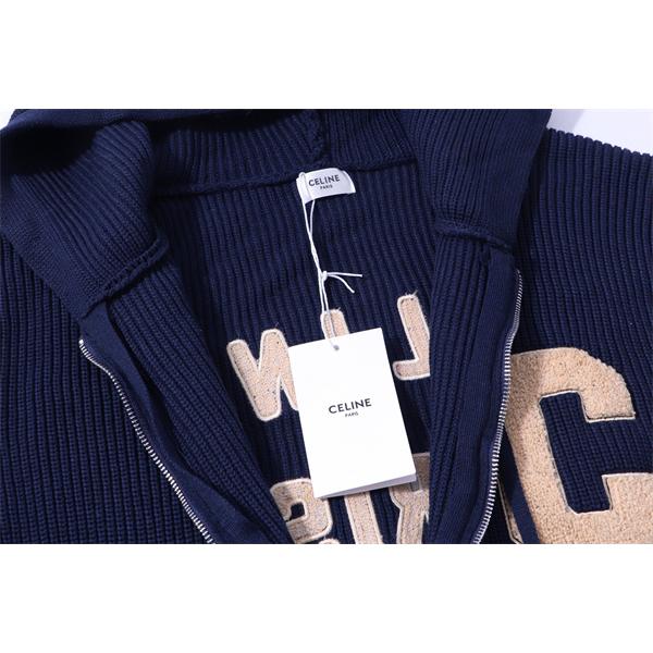 トレンド感溢れる カレッジ ニット ジップパーカー 人気 CELINE セリーヌ 偽物