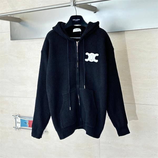 秋冬 ブラック 注目必至 エレガント暖感 CELINE セリーヌ コピー ジップパーカー