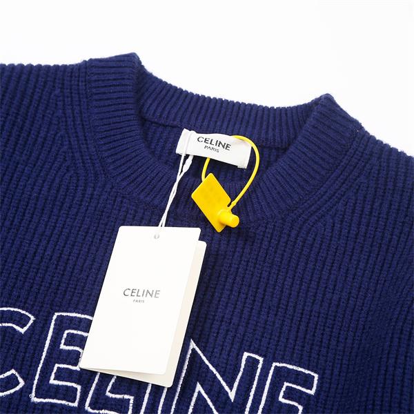 ネイビー 注目上昇 クラシック清雅 ロゴニット  セーター CELINE セリーヌ 偽物