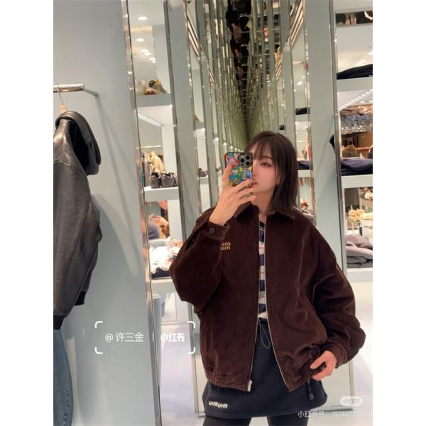 落ち着き感 温もり ブラウン コーデュロイ MIUMIU ミュウミュウ コピー ジャケット 定番