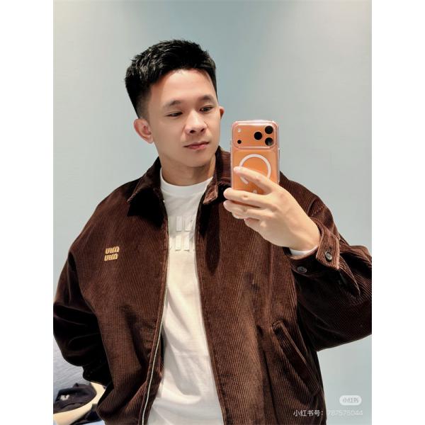 落ち着き感 温もり ブラウン コーデュロイ MIUMIU ミュウミュウ コピー ジャケット 定番