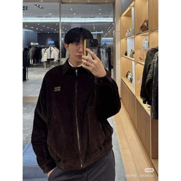 落ち着き感 温もり ブラウン コーデュロイ MIUMIU ミュウミュウ コピー ジャケット 定番