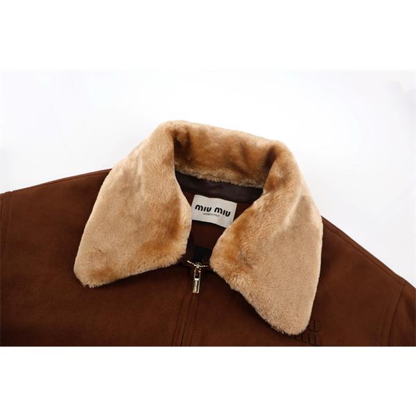 大人ヴィンテージ 温もり ブラウン ムートン MIUMIU ミュウミュウ コピー ジャケット イチオシ