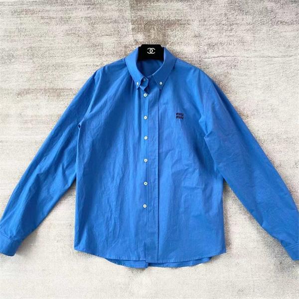 2025秋冬 きれいめ 軽やか素材 ブルー MIUMIU ミュウミュウ スーパーコピー シャツ トレンド