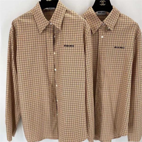 MIUMIU ミュウミュウ コピー 2025秋冬 クラシック 上品チェック ベージュ シャツ 定番