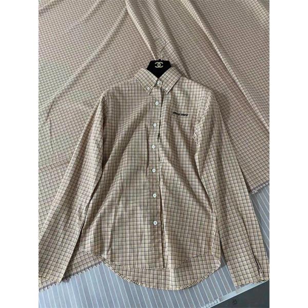 MIUMIU ミュウミュウ コピー 2025秋冬 クラシック 上品チェック ベージュ シャツ 定番