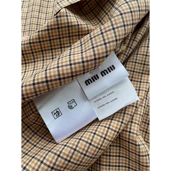 MIUMIU ミュウミュウ コピー 2025秋冬 クラシック 上品チェック ベージュ シャツ 定番