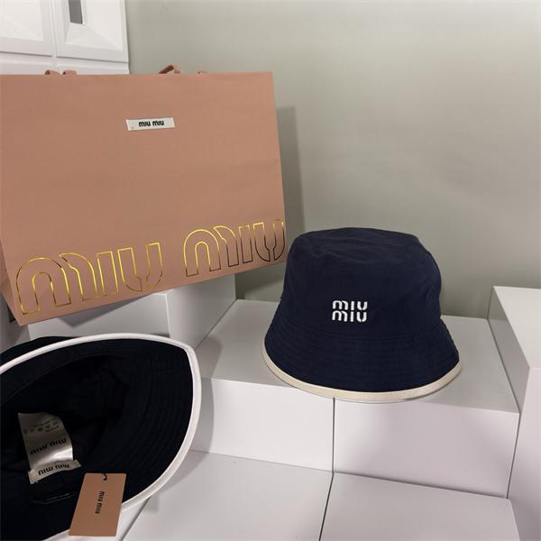 2025秋冬 防寒対策 使いやすい ロゴ入り バケットハット MIUMIU ミュウミュウ 偽物