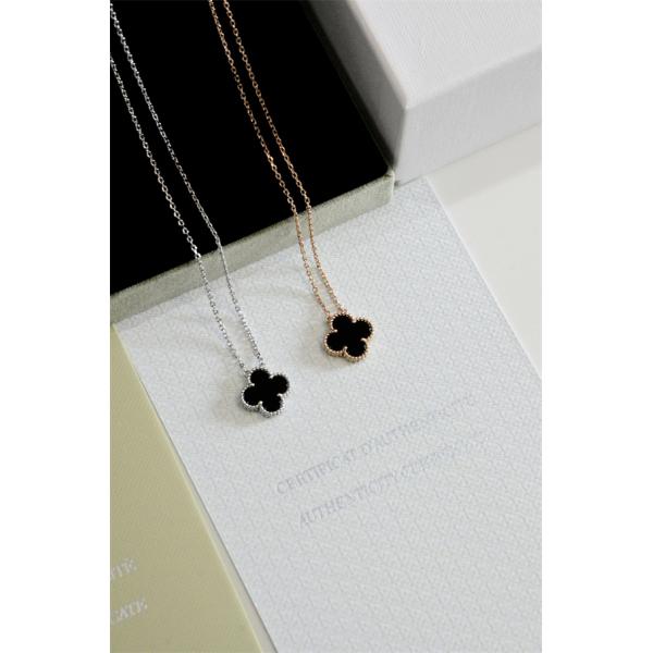 VCA ヴァン ヴァン クリーフ＆アーペル コピー 四つ葉モチーフ ネックレス ブラック オニキス 上品 大人