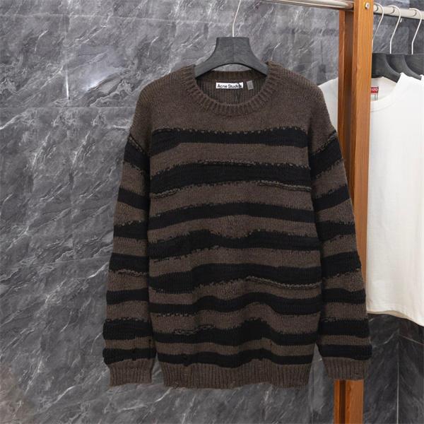 ニット セーター ブラウン 配色デザイン ラフ感 売れ筋 ACNE STUDIO アクネ ストゥディオズ コピー