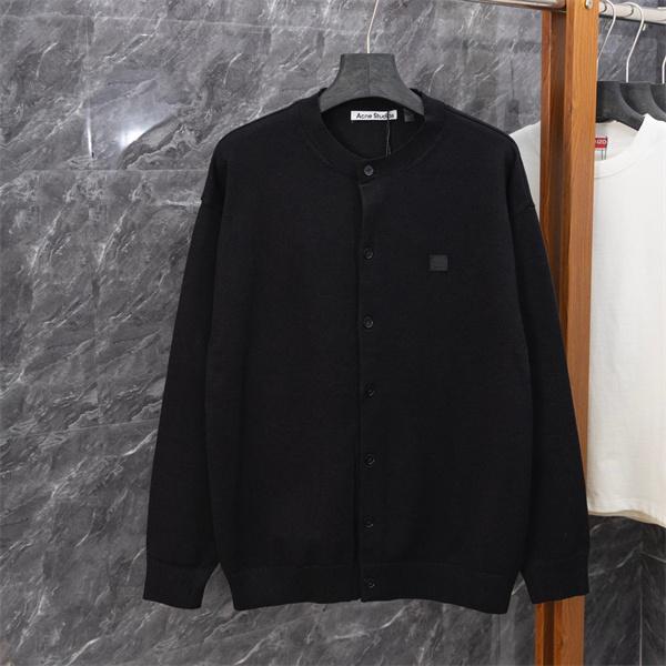 ACNE STUDIO アクネ ストゥディオズ 偽物 ミニマル カーディガン ブラック ノーカラー すっきり設計 在庫僅少