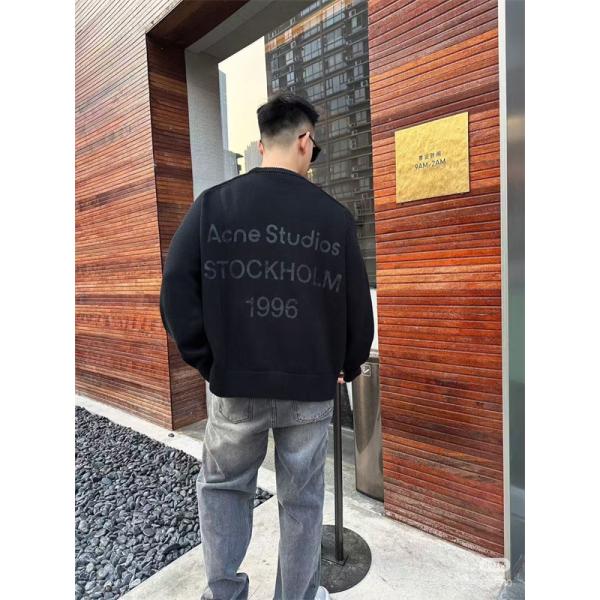 ACNE STUDIOS アクネ ストゥディオズ コピー 売れ筋 グレー ロゴ ハーフネック スウェット 上質