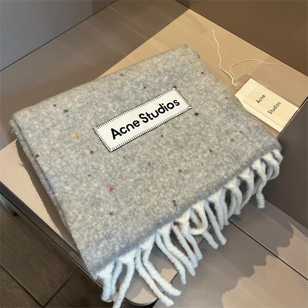 ACNE STUDIOS アクネ ストゥディオズ コピー 秋冬 保温 ライトグレー ロゴ マフラー 高級感