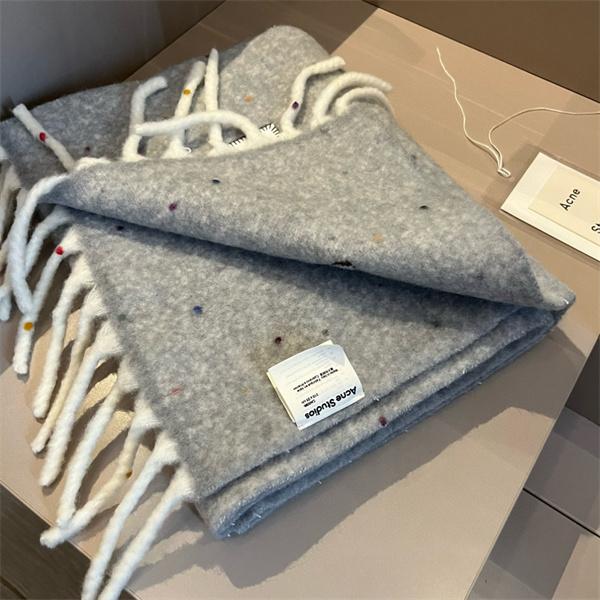 ACNE STUDIOS アクネ ストゥディオズ コピー 秋冬 保温 ライトグレー ロゴ マフラー 高級感