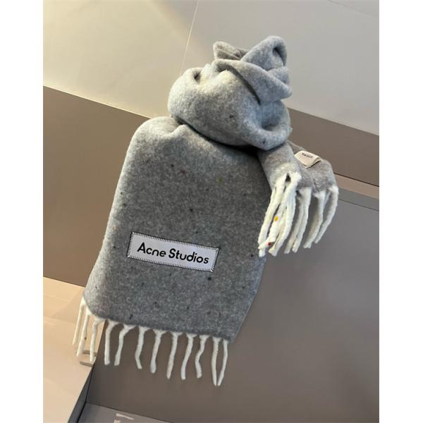 ACNE STUDIOS アクネ ストゥディオズ コピー 秋冬 保温 ライトグレー ロゴ マフラー 高級感