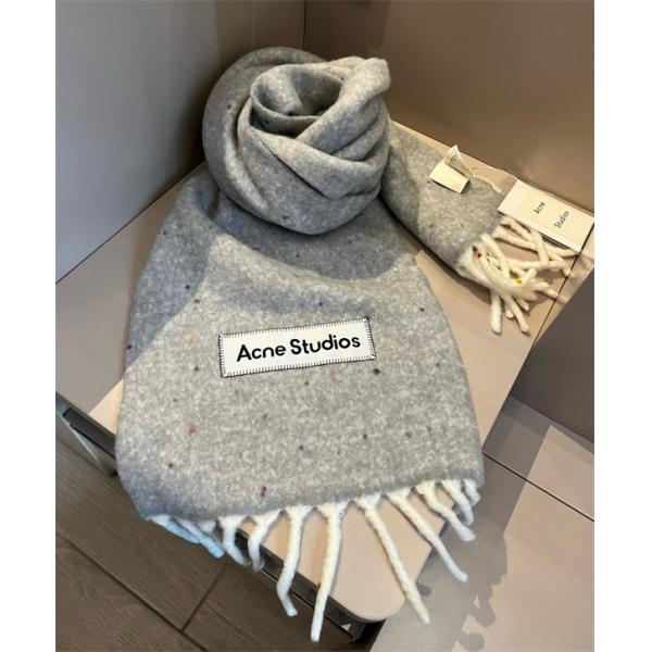 ACNE STUDIOS アクネ ストゥディオズ コピー 秋冬 保温 ライトグレー ロゴ マフラー 高級感