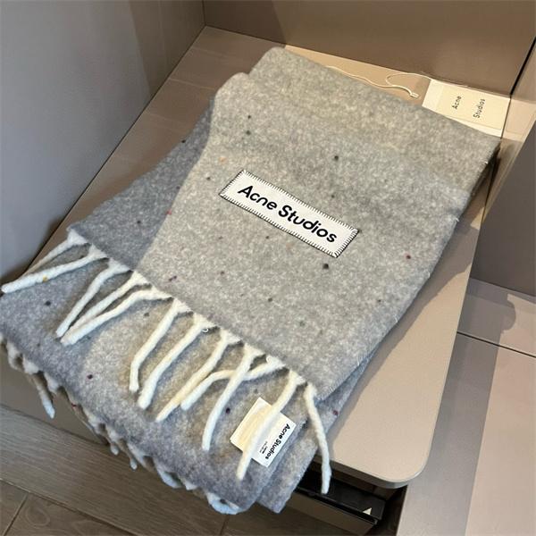 ACNE STUDIOS アクネ ストゥディオズ コピー 秋冬 保温 ライトグレー ロゴ マフラー 高級感