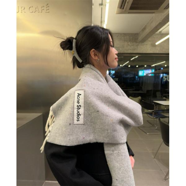 ACNE STUDIOS アクネ ストゥディオズ コピー 秋冬 保温 ライトグレー ロゴ マフラー 高級感