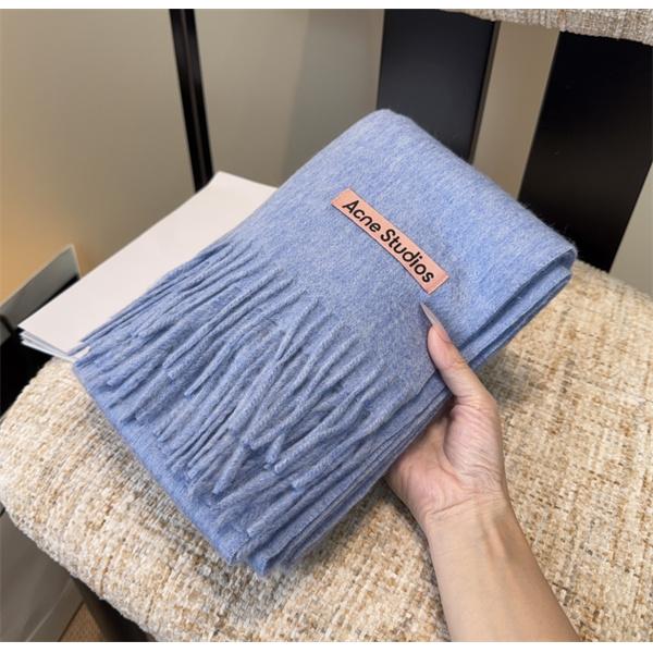 秋冬 話題沸騰 ブルー ロゴ マフラー 洗練 ACNE STUDIOS アクネ