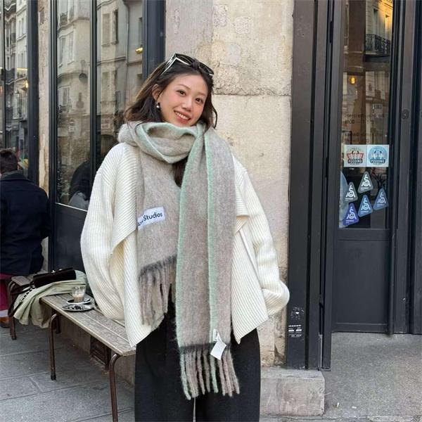 ACNE STUDIOS アクネ ストゥディオズ コピー  秋冬 落ち着き ベージュ ロゴ マフラー ナチュラル