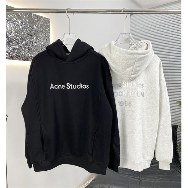 ACNE STUDIOS アクネ ストゥディオズ コピー シンプル ブラック ロゴ パーカー カジュアル