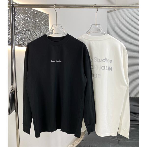 秋冬 上品 ブラック ロゴ ACNE STUDIOS アクネ ストゥディオズ コピー ロングTシャツ 洗練感