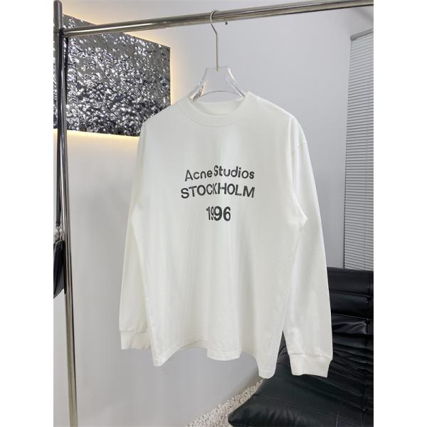  秋冬 高評価 ホワイト プリント ロングTシャツ ACNE STUDIOS アクネ ストゥディオズ コピー