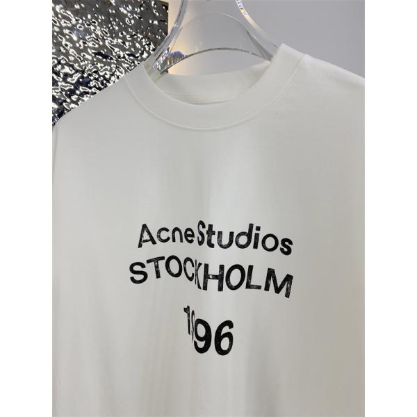  秋冬 高評価 ホワイト プリント ロングTシャツ ACNE STUDIOS アクネ ストゥディオズ コピー