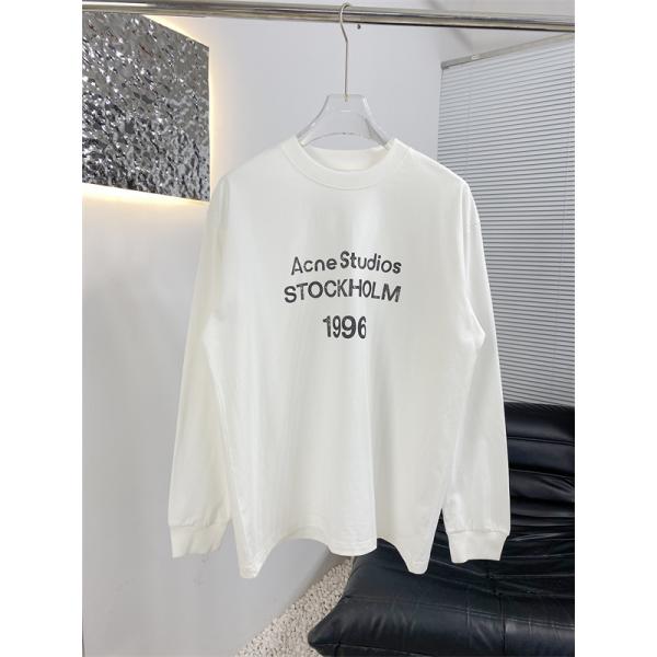  秋冬 高評価 ホワイト プリント ロングTシャツ ACNE STUDIOS アクネ ストゥディオズ コピー