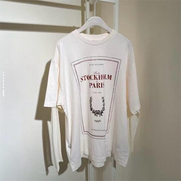 ACNE STUDIOS アクネ ストゥディオズ コピー 雰囲気 ホワイト グラフィック ロングTシャツ こなれ感  