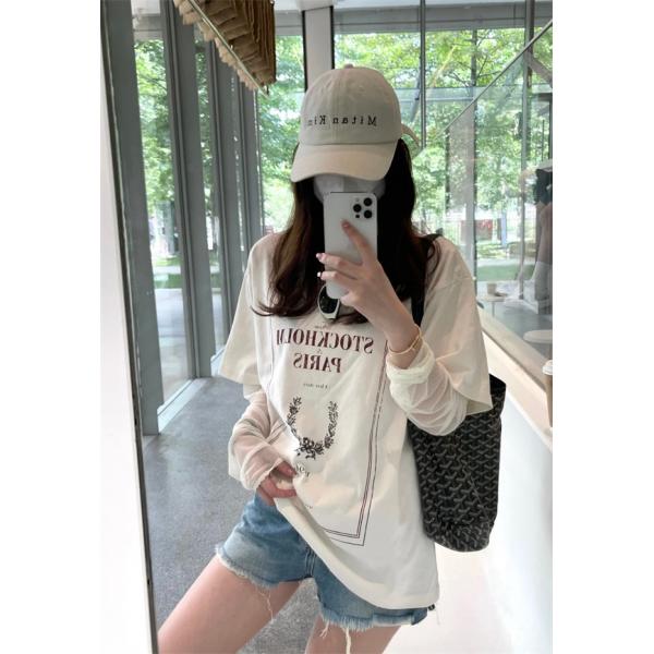 ACNE STUDIOS アクネ ストゥディオズ コピー 雰囲気 ホワイト グラフィック ロングTシャツ こなれ感  