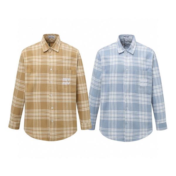 2025秋冬対応 起毛 キャメル チェック シャツ おすすめ MIUMIU ミュウミュウ コピー