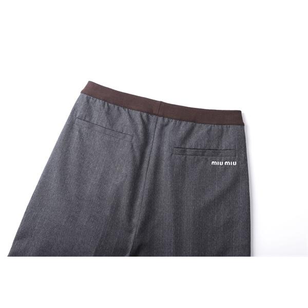 MIUMIU ミュウミュウ コピー 025秋冬 落感 グレー ワイドパンツ 上質 お洒落