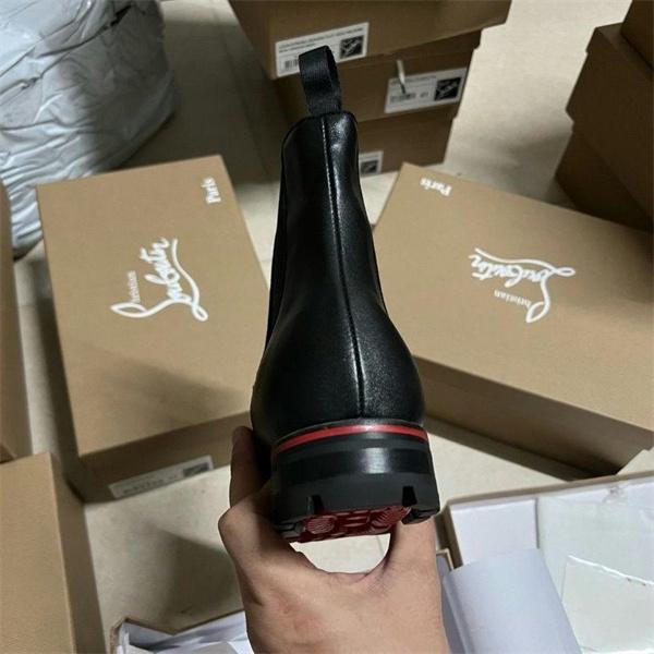 Christian Louboutin 激安 チェルシーブーツ メンズ レッドソール サイドゴアブーツ 尖頭 マーティンブーツ 本革 厚底 ブラック