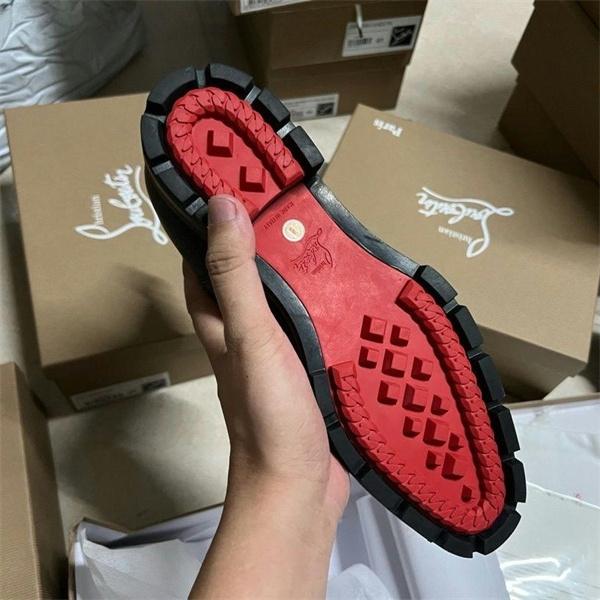 Christian Louboutin 激安 チェルシーブーツ メンズ レッドソール サイドゴアブーツ 尖頭 マーティンブーツ 本革 厚底 ブラック