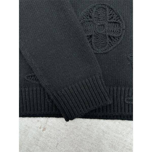 LOUIS VUITTON ルイヴィトン コピー 2025秋冬 エンボス ニットセーター ブラック 落ち着いた