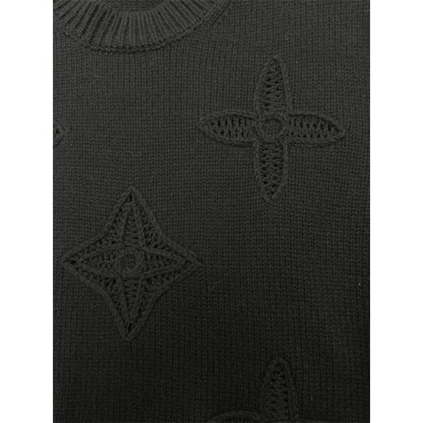 LOUIS VUITTON ルイヴィトン コピー 2025秋冬 エンボス ニットセーター ブラック 落ち着いた