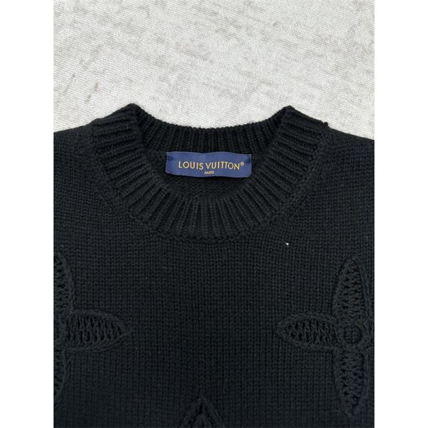 LOUIS VUITTON ルイヴィトン コピー 2025秋冬 エンボス ニットセーター ブラック 落ち着いた