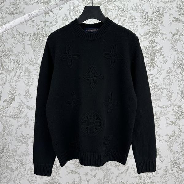 LOUIS VUITTON ルイヴィトン コピー 2025秋冬 エンボス ニットセーター ブラック 落ち着いた