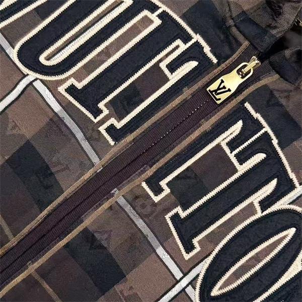 チェック柄 期間限定 ブラウン ジップアップ LOUIS VUITTON ルイヴィトン 偽物 ジャケット