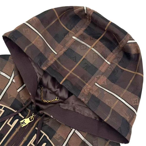 チェック柄 期間限定 ブラウン ジップアップ LOUIS VUITTON ルイヴィトン 偽物 ジャケット
