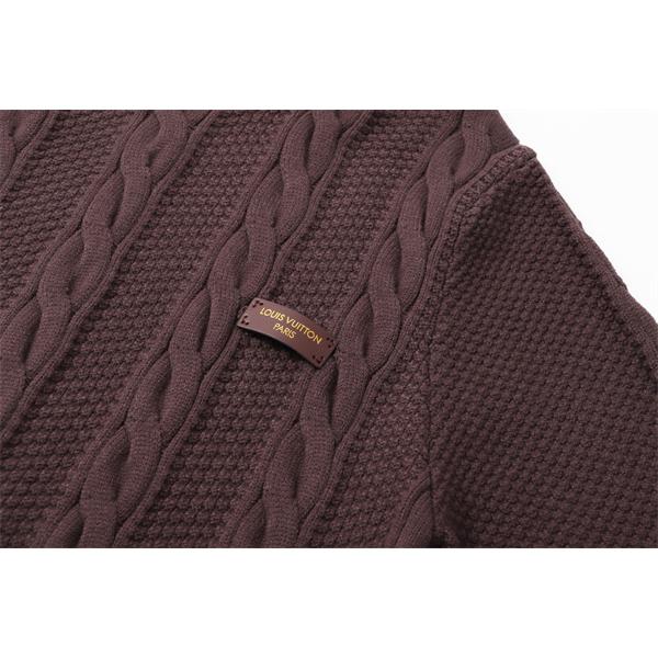 ケーブル編み LOUIS VUITTON ルイヴィトン コピー ニット ブラウン クルーネック 秋冬