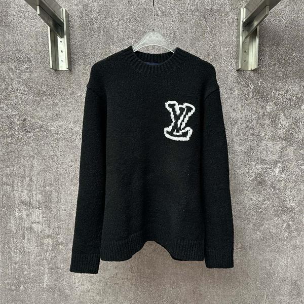 ロゴニット ブラック クルーネック メンズ お洒落 LOUIS VUITTON ルイヴィトン 偽物