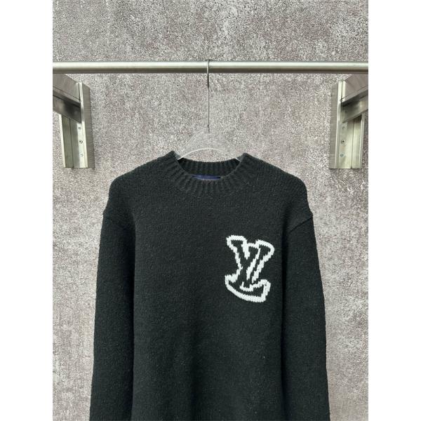 ロゴニット ブラック クルーネック メンズ お洒落 LOUIS VUITTON ルイヴィトン 偽物