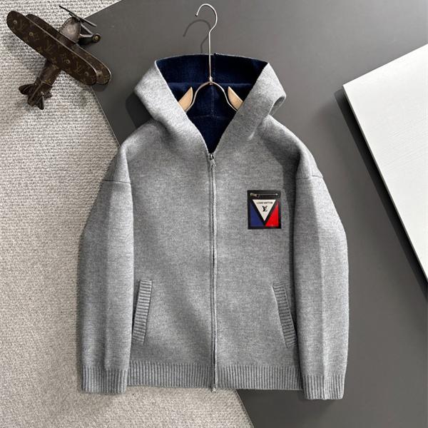 フード付き LOUIS VUITTON ルイヴィトン スーパーコピー ニットパーカー グレー 当店イチオシ