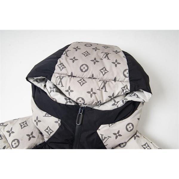 LOUIS VUITTON ルイヴィトン コピー ダウンジャケット ホワイト×ブラック フード 秋冬コーデ