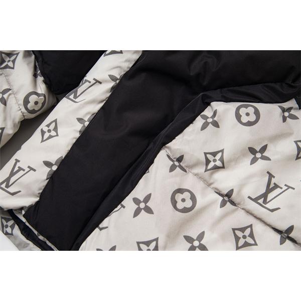 LOUIS VUITTON ルイヴィトン コピー ダウンジャケット ホワイト×ブラック フード 秋冬コーデ