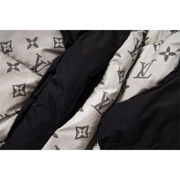 LOUIS VUITTON ルイヴィトン コピー ダウンジャケット ホワイト×ブラック フード 秋冬コーデ