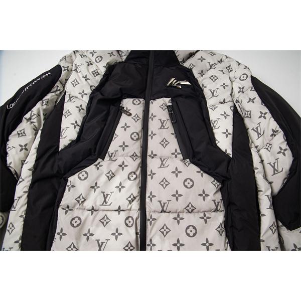 LOUIS VUITTON ルイヴィトン コピー ダウンジャケット ホワイト×ブラック フード 秋冬コーデ